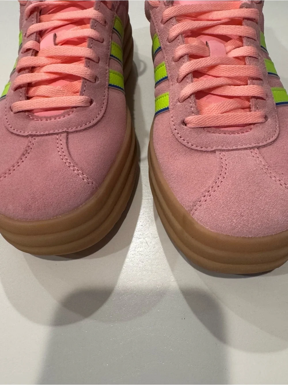 Adidas Women's VL Court Bold Platform Sneaker Pink Lemon Blue Size 5 NIB